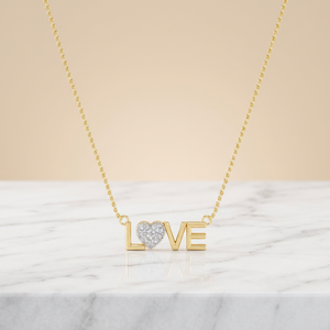 Colgante LOVE de Diamante Cultivado en Laboratorio, Plata de Lujo Premium con Acabado en Oro, Joyería Fina Elegante, Regalo, Diseño Personalizado, Venta al Por Mayor - Product Image 5