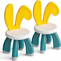 Chaises en plastique pour tout-petits avec dossier en forme d'oreilles de lapin, pour l'intérieur/l'extérieur, le camping, la crèche, la salle de jeux, la maternelle, la plage, pour les enfants de 3 à 6 ans
