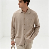 Cardigan en maille pour homme à col, boutonnage frontal, poche poitrine, doux, léger, manches longues, coupe décontractée, décontracté, automne