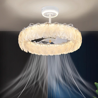 Ventilador de Techo LED de Plástico con Motor AC Contemporáneo, Lámpara de Techo Inteligente con Control Remoto para Cocina