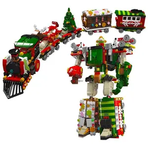 Mould King 12028 1522 Pcs Plastic Building Blocks Legoed Block 2 In 1 Christmas Train Track Building Block Toys