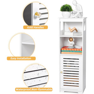 Oushumei <b>Bathroom</b> Storage Cabinet 3-Tier With Door Freestanding <b>Shelf</b> For Toilet And Shower Room - Product Image 5