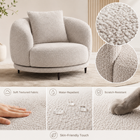 Fauteuil pivotant moderne de luxe en tissu gris, confortable, pour salon, canapé individuel