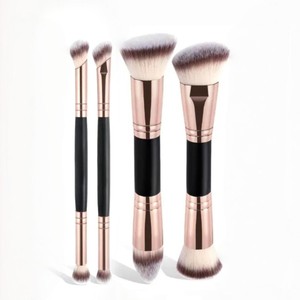 <span class=keywords><strong>Pinceau</strong></span> de <span class=keywords><strong>maquillage</strong></span> personnalisable double embout, lot de 5, poils synthétiques doux, manche en plastique, pour contour, fard à paupières et visage - Product Image 4