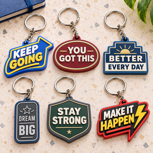 Porte-clés 3D en PVC souple avec texte inspirant, porte-clés en caoutchouc pour cadeaux d'entreprise, fabrication OEM ODM - Product Image 1
