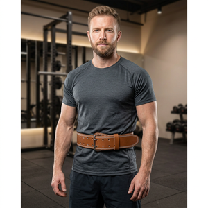 Cinturón de levantamiento de pesas de cuero de gimnasio unisex personalizado cuero de vaca genuino acero ajustable impermeable función protectora entrenamiento - Product Image 1