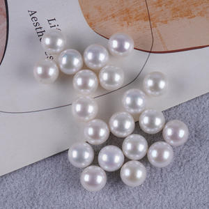 Perles d'eau douce rondes blanches naturelles de 9-9,5 mm pour la fabrication de bijoux en gros, perles brutes non montées, options de couleurs disponibles - Product Image 3