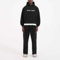 Survêtements avec logo gratuit personnalisés Ensemble sweat à capuche en éponge française Survêtements surdimensionnés en coton polaire épais pour hommes