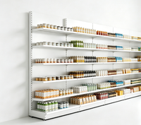Étagère Gondole Commerciale à 6 Niveaux en Fer, Réglable, Capacité 100 kg, Noir et Blanc, pour Papeterie, Pharmacie, Librairie