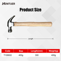 HENITUER T1086 Marteau à griffes en titane, outils en alliage de titane non magnétiques, outils résistants à la corrosion, outils légers