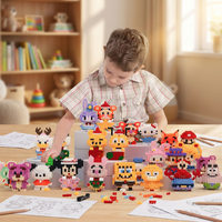 Vente en gros de figurines d'animaux en micro-particules de plastique écologiques personnalisables, puzzles à assembler, mini briques, blocs de construction