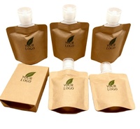 Pochette en papier kraft debout réutilisable biodégradable avec bec verseur imprimé sur mesure pour huile corporelle liquide, lotion, crème pour les mains, shampoing