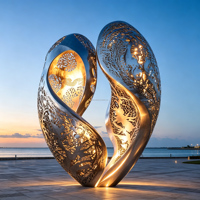 Custom Stainless Steel Sculpture Outdoor Metal Art Hollow Cutout Modern Abstract for City Plaza Landscape Decoration Project