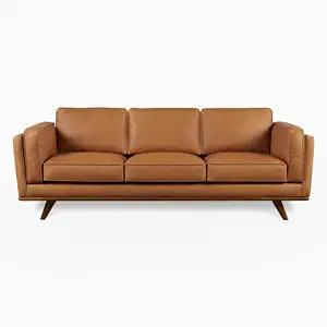 Set Sofa kulit, bahan Sofa Modern dengan kaki furnitur ruang tamu, Sofa furnitur apartemen kecil