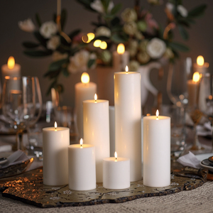 <span class=keywords><strong>Bougie</strong></span> pilier en cire de <span class=keywords><strong>paraffine</strong></span> LED 3D à flamme, alimentée par piles, écologique, fabriquée à la main, contrôlée par bouton, <span class=keywords><strong>bougie</strong></span> LED sécurisée pour la maison - Product Image 1