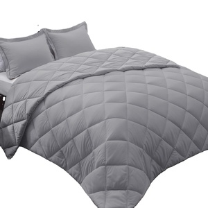 QSY Organic Reversible Queen <strong>Bed</strong> <strong>Comforter</strong> Set with 2 Pillow Shams Alternative Simple Style for All Seasons Polyester Filling - Product Image 1