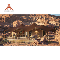 Tente de glamping de luxe Kawagebo Kamp (KK) pour événements, en toile imperméable PVC/PVDF, double grande tente safari quatre saisons