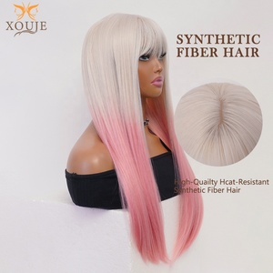 Altın Rengi Pembe Uzun Düz Sentetik (Kaküllü) Doğal Saç Çizgisi Tasarımı Isıya Dayanıklı <span class=keywords><strong>Cosplay</strong></span>/Cadılar Bayramı Partisi 26 - Product Image 4
