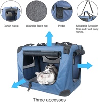Échantillon gratuit Grande cage de transport pour chats Bouton de caisse pour animaux de compagnie portable à côtés souples Bac à litière pliable de luxe moderne Cage pour animaux de compagnie pour voiture