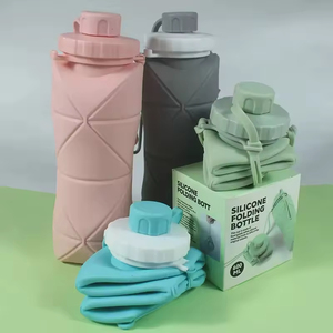 Botella de Agua Plegable de Silicona de Grado Alimenticio, 600 ml, a Prueba de Fugas, Reutilizable, para Deportes al Aire Libre, Gimnasio, Senderismo, Venta al Por Mayor, OEM - Product Image 2