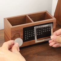 Calandre multifonction 2 compartiments pour ranger les stylos Organisateur de bureau en bois naturel érable pin Porte-stylo