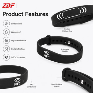 Bracelet de fitness NFC ZDF Factory Supply 213, bracelet en silicone étanche RFID tendance, <span class=keywords><strong>contrôle</strong></span> d'accès social, fréquence 13,56 MHz - Product Image 3
