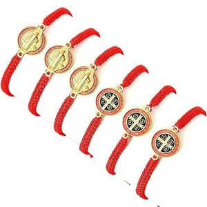 Handmade Woven <b>Bracelet</b> Red Knotted Rope Cross Pendant Unisex Christian Gift Zinc Alloy Adjustable Fashion <b>String</b> <b>Bracelet</b> - Product Image 1