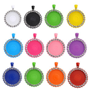 Accessoires de bijoux DIY avec base ronde en alliage de 25 mm incrustée de diamants colorés et pierre précieuse. Rétention de la couleur des matériaux - Product Image 3