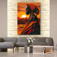 Peintures murales en verre diamantées encadrées 5D, motif arbre noir et coucher de soleil, style africain-américain, sur toile, prix de gros