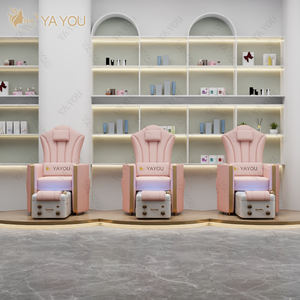 Rosa Pediküre Stuhl mit Entwässerung pumpe bunte Lichter Fuß <span class=keywords><strong>massage</strong></span> stuhl für Nagel geschäft - Product Image 6