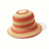 Chapeau Bob en Coton Crocheté Fait Main, Respirant et Creux, pour Toutes Saisons, Unisexe, Style Bohème, Rayé Arc-en-ciel, Tricoté, Chapeau de Pêcheur