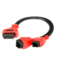 Adaptador OBD2 Hembra de 12+8 Pines, de Uno a Dos, Carcasa de PVC, Clasificación IP67, Conductores de Cobre Puro para Chrysler, Impermeable, 37cm, Rojo