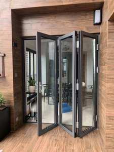 Porta d'Ingresso Moderna in Lega di Alluminio Impermeabile con Vetro, Design a Fisarmonica per <span class=keywords><strong>Balcone</strong></span> e Patio, Esterno Villa - Product Image 3