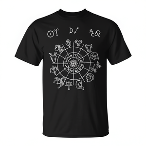 T-shirt d'astrologie avec signes du zodiaque, design horoscope, vêtements unisexes en coton noir - Product Image 2