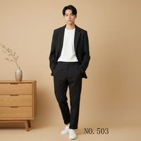 Ensemble de blazer décontracté pour homme coupe ample style japonais, simple boutonnage, détails perlés TR, infroissable, col cranté