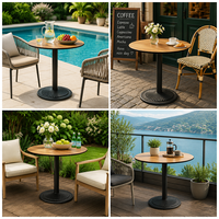 Table de restaurant extérieure ronde de 700 mm avec plateau en HPL de 12 mm et base en fonte thermolaquée pour café et terrasse