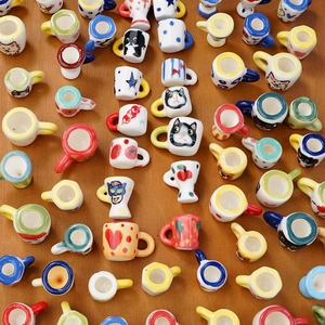 Mini-tasses à <span class=keywords><strong>eau</strong></span> en céramique peintes à la main, artisanat en porcelaine fait main, perles pour la fabrication <span class=keywords><strong>de</strong></span> bijoux, fournitures <span class=keywords><strong>de</strong></span> bricolage, bracelets - Product Image 4