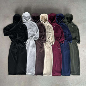 Conjunto Deportivo de Dos Piezas para <span class=keywords><strong>Hombre</strong></span>, 100% Algodón, Logotipo Personalizado, Fabricante, Diseño de Letras Bordadas de Alta Calidad - Product Image 1