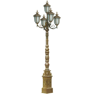 Gran lámpara de jardín europea de bronce antiguo para exteriores, doble cabeza/Paisaje de cinco cabezas, resistente al agua, E27, poste de lámpara de jardín súper brillante - Product Image 1