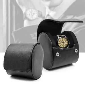 Estuche de Viaje de Lujo para Relojes, Organizador de Relojes de Cuero PU de Lujo, Estuche de Cuero Saffiano Negro Personalizado de Fábrica - Product Image 1