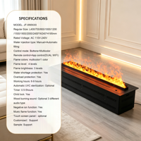Perapian Elektrik 32 inci dengan Aplikasi TUYA, Dapat Disesuaikan, Multiwarna, Otomatis, Dekorasi Api 3D LED, Pemanas, Uap Air