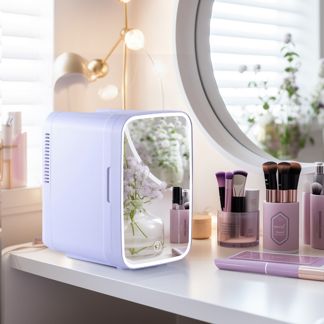 Custom Logo 4L Mini Thermoelectric Fridge Compact Beauty Makeup Cooler US Plug Hotel Use Wholesale Plastic Cosmetic Refrigerator