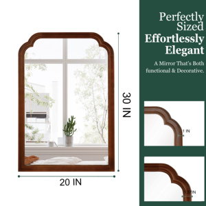 Black Walnut Color 20x30 Solid Wood Frame Rounded <b>Corner</b> Decorative Mirror For <b>Bedroom</b> Bathroom Living Room Entryway - Product Image 5