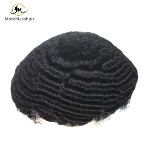 Pizzo 10mm Afro onda arricciatura per gli uomini neri unità di ricambio dei capelli 130% densità africano americano unità di capelli parrucche - Product Image 2