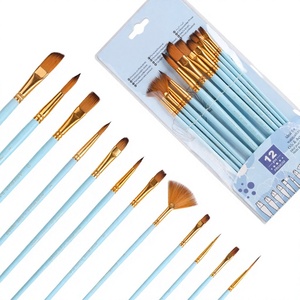 Giorgione 12-Piece Mixed Shape Watercolor <b>Paint</b> <b>Brush</b> Set with Wood Handle Aluminum Ferrule Color Nylon Hair for /<b>Art</b> Painting - Product Image 2