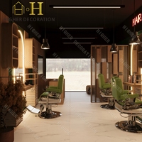 Comptoir de Vente Professionnel pour Barbershop, Meuble de Présentation, Poste de Coiffage Sur Mesure avec Miroir Éclairé pour Décoration de Salon de Beauté