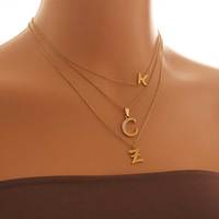 Collier avec pendentif lettre personnalisé en acier inoxydable plaqué or jaune 18 carats, zircon, chaîne à maillons tendance unisexe, cadeau