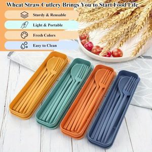 Bestseller <b>Reusable</b> Durable Flatware BPA Free Plastic Portable <b>Cutlery</b> <b>Set</b> Knife Fork Spoon Chopsticks for Travel Daily Use - Product Image 2