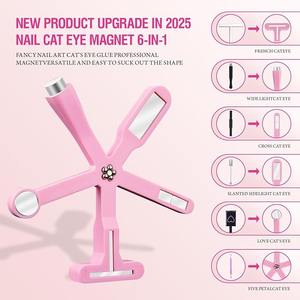 Kit de 2 imanes para ojos de gato, imanes <span class=keywords><strong>6</strong></span> en 1 y <span class=keywords><strong>3</strong></span> en 1 para esmalte de uñas en gel, herramientas magnéticas fuertes para diseño de uñas - Product Image 2