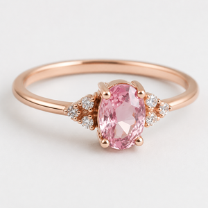 Anello da Donna Rosa a Forma Ovale con Design Principessa, Stile Matrimoniale - Product Image 3